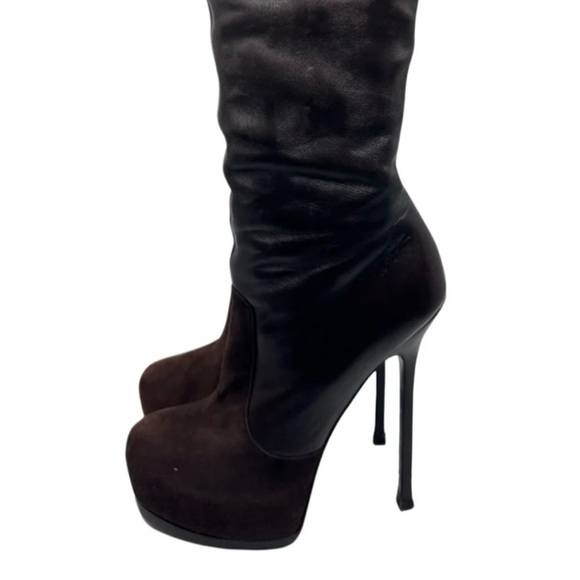 YSL Leather Suede Knee Boots - Picture 6 of 6